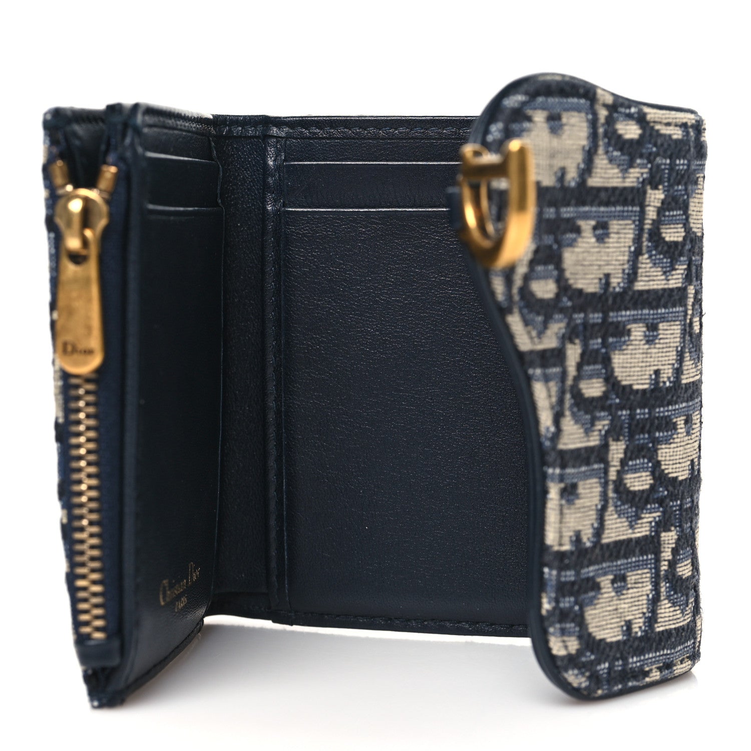 Christian Dior Oblique Saddle Lotus Wallet Blue 5 of 8