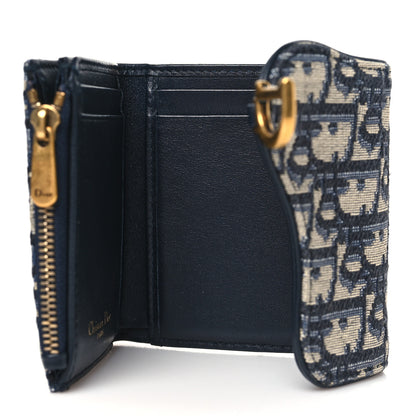 Christian Dior Oblique Saddle Lotus Wallet Blue 5 of 8