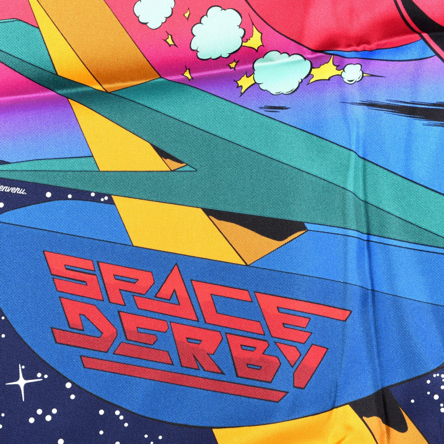 Hermes Silk Space Derby Scarf 90 Marine Rose Vif Multicolor 3 of 4