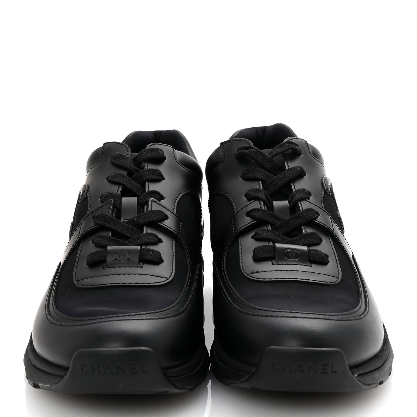 Lambskin Fabric CC Sneakers 39 Black