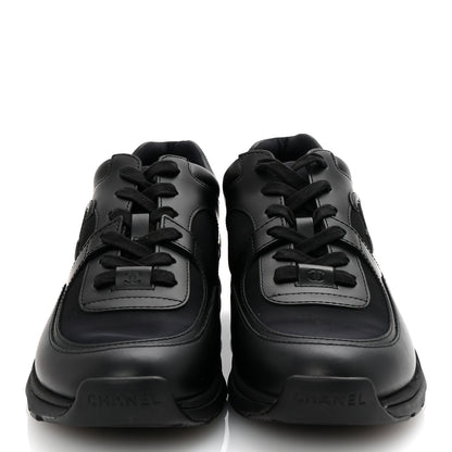 Chanel Lambskin Fabric CC Sneakers 39 Black 3 of 9