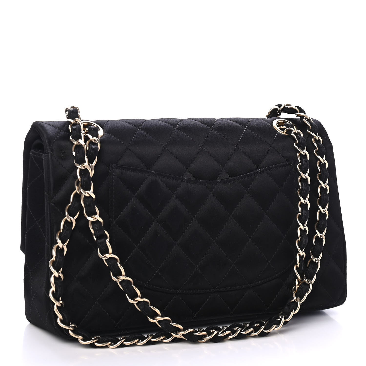 Chanel Satin Quilted Medium Double Flap Black 3 of 5