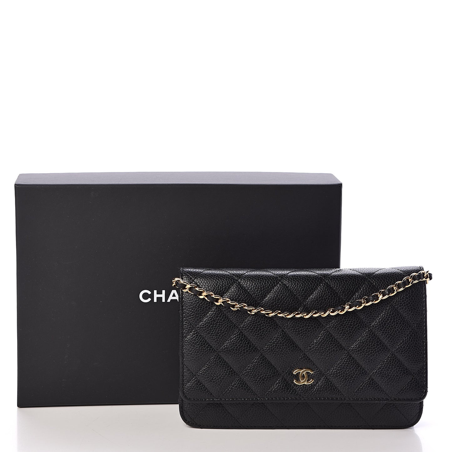 Caviar Quilted Wallet On Chain WOC Black