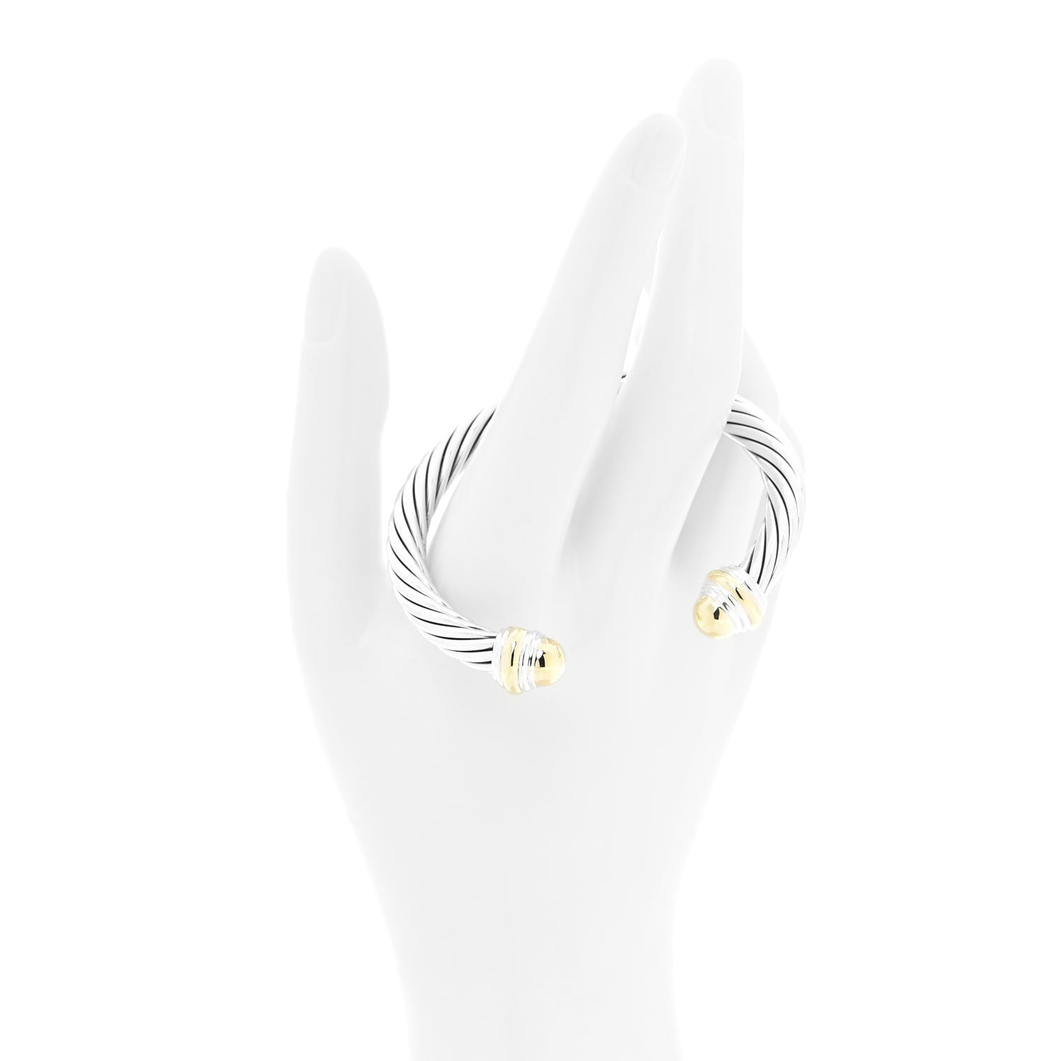 David Yurman Sterling Silver 14K Yellow Gold 7mm Cable Classics Bracelet 2 of 4
