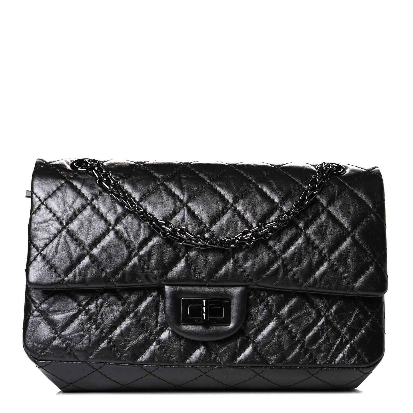 Aged Calfskin Quilted 2.55 Reissue 225 Flap So Black
