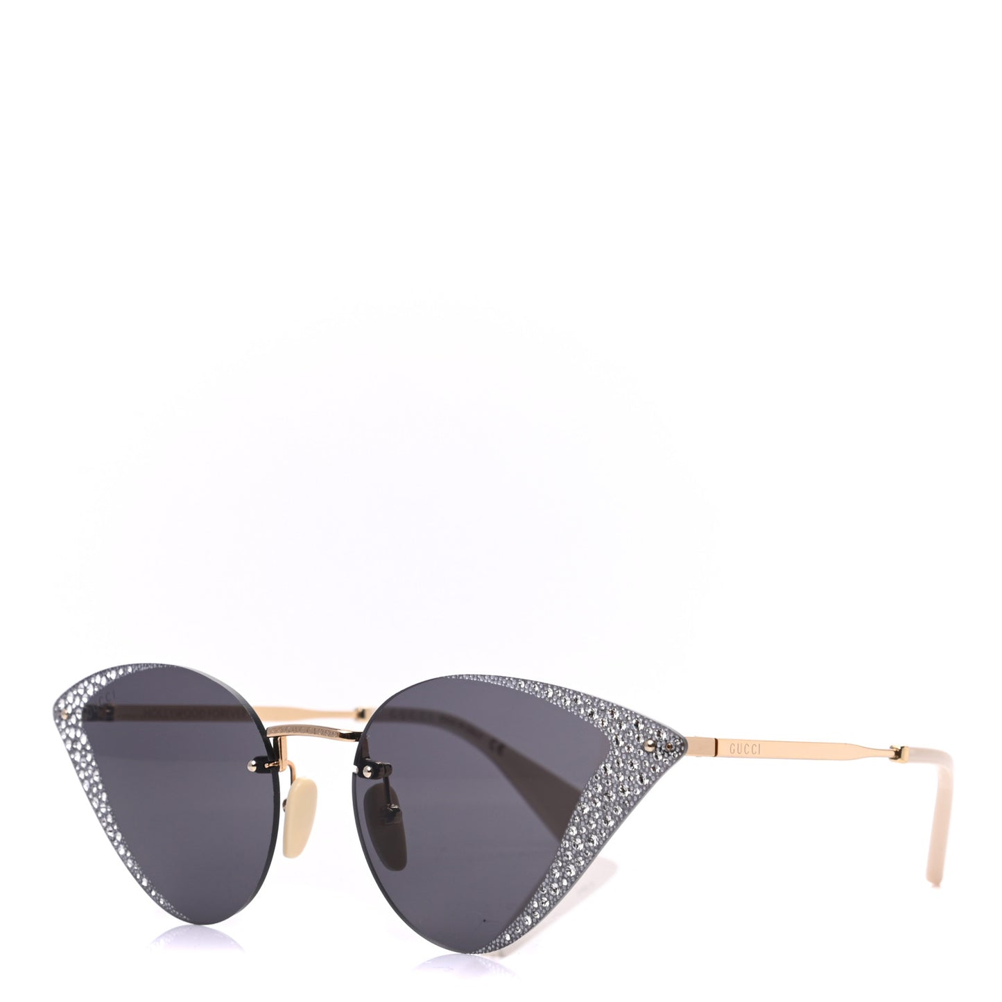 Metal Crystal Geometrical Frame Sunglasses GG0898S Silver Gold
