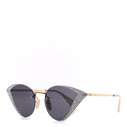 Gucci Metal Crystal Geometrical Frame Sunglasses GG0898S Silver Gold 1 of 9