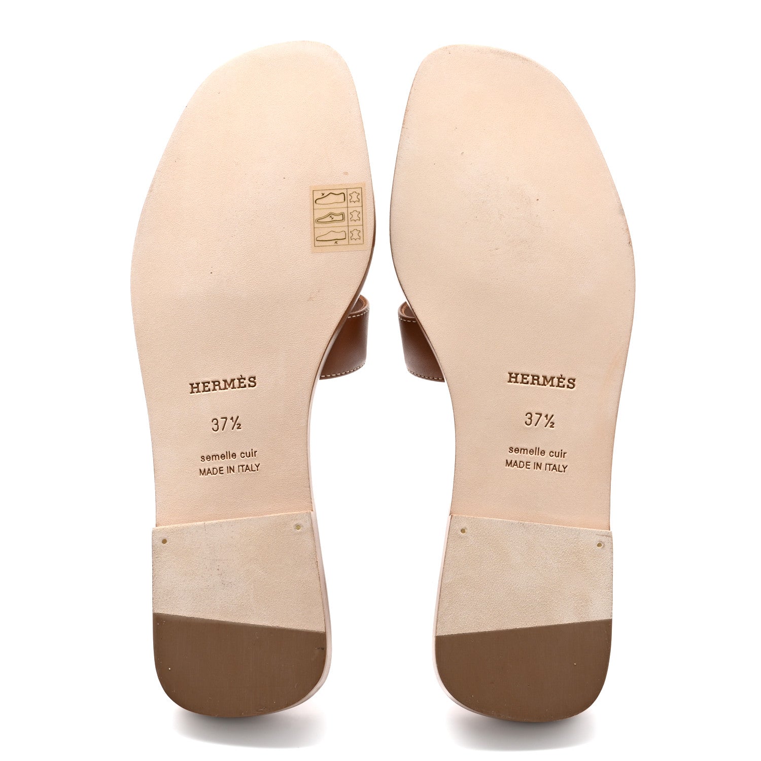 Hermes Box Calfskin Oran Sandals 37.5 Gold 5 of 8