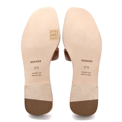 Hermes Box Calfskin Oran Sandals 37.5 Gold 5 of 8