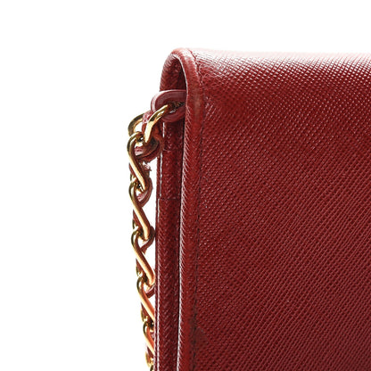 Prada Saffiano Metal Oro Chain Wallet Fuoco 10 of 15