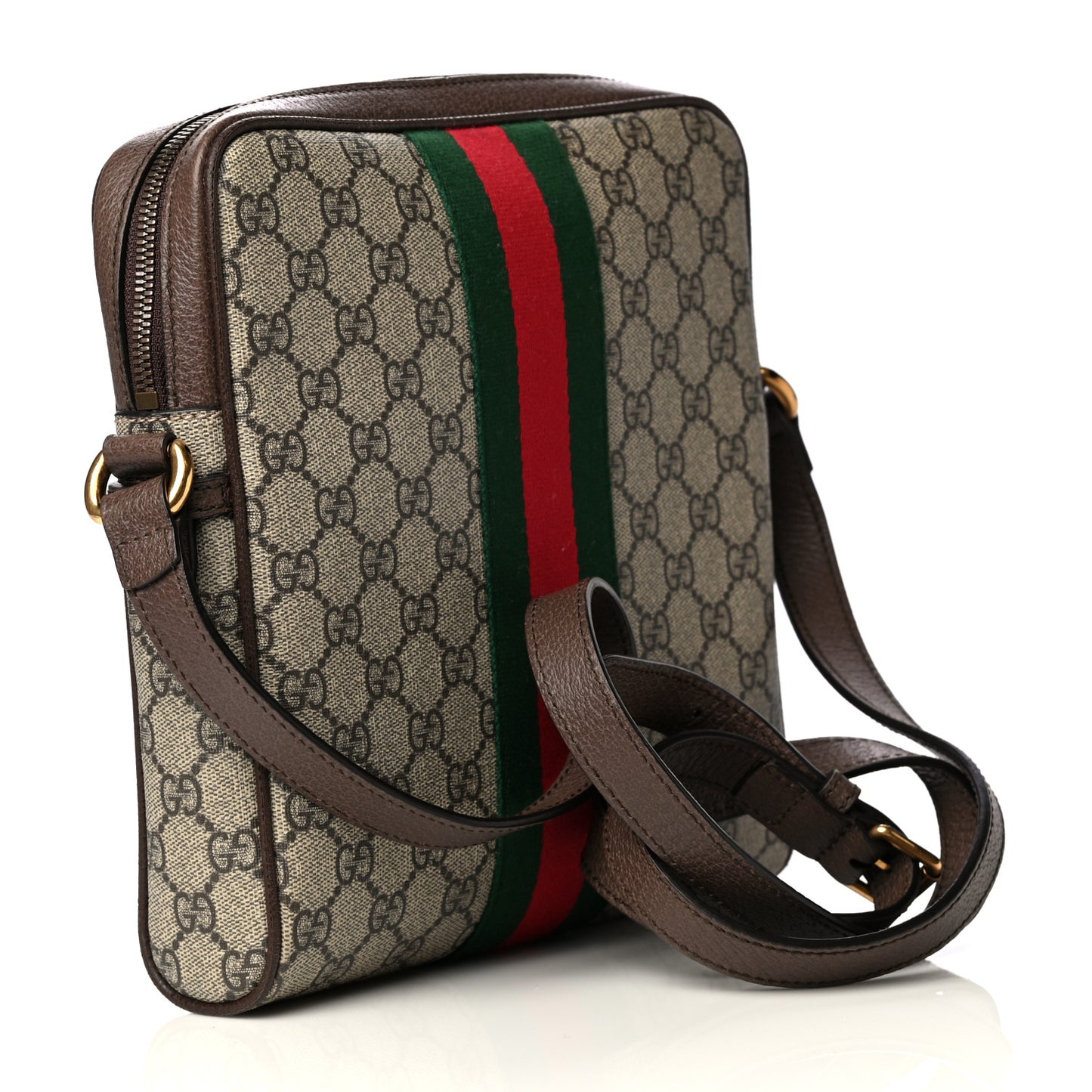 GG Supreme Monogram Web Small Ophidia Messenger Bag Brown