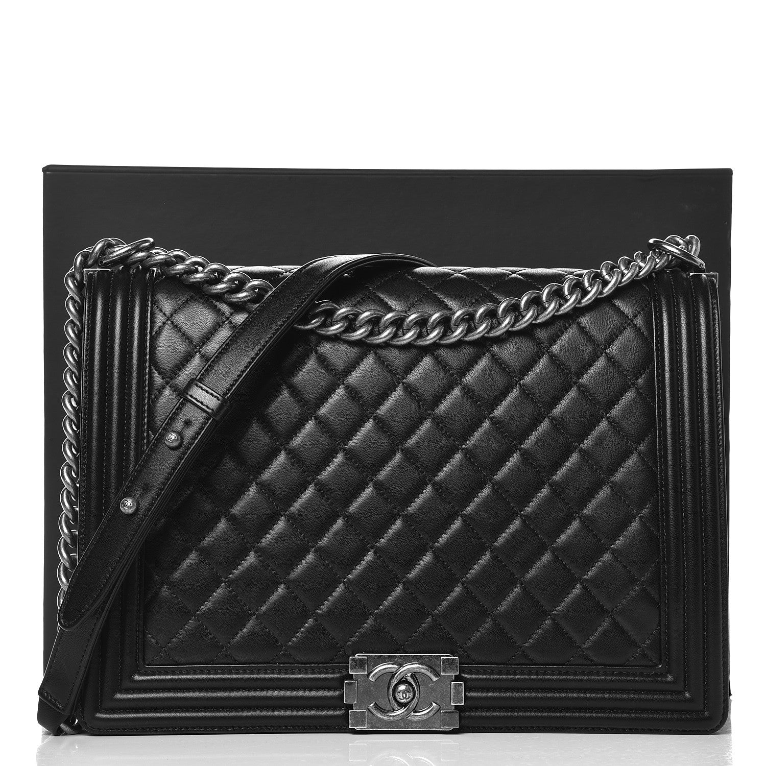 Chanel Lambskin Quilted Large Boy Flap Black 9 of 9