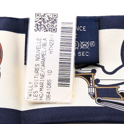 Hermes Silk Les Voitures Nouvelle Twilly Marine Caramel Black 3 of 4
