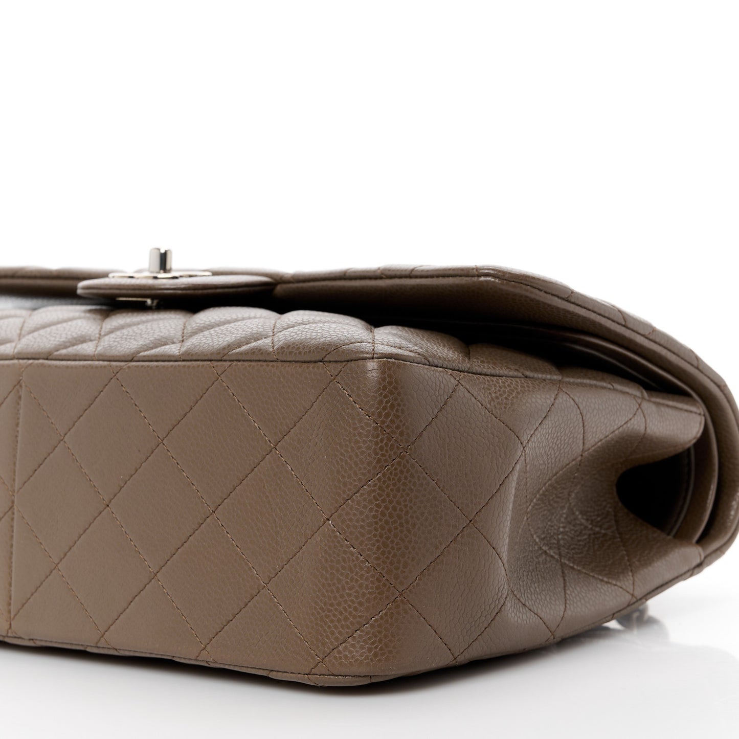 Caviar Quilted Jumbo Double Flap Dark Grey