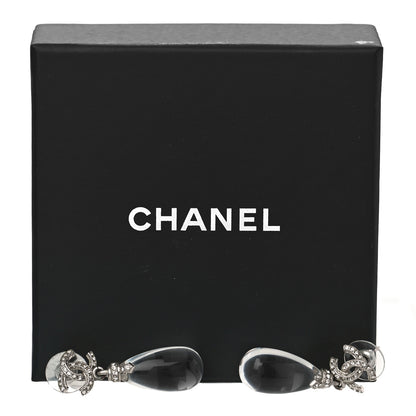Chanel Ruthenium Crystal CC Drop Earrings Silver 5 of 5