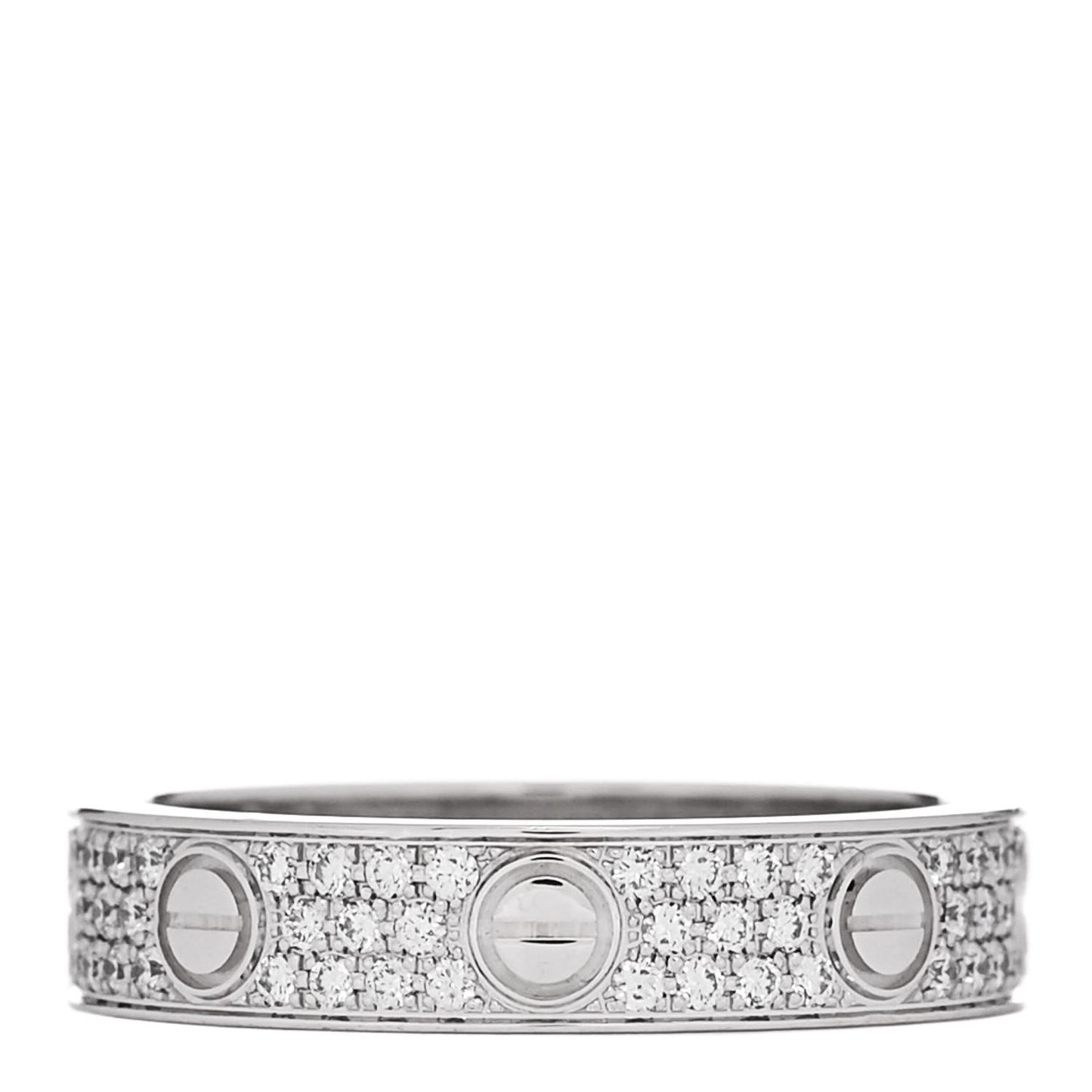 18K White Gold Diamond 4mm LOVE Wedding Paved Band Ring 49 5