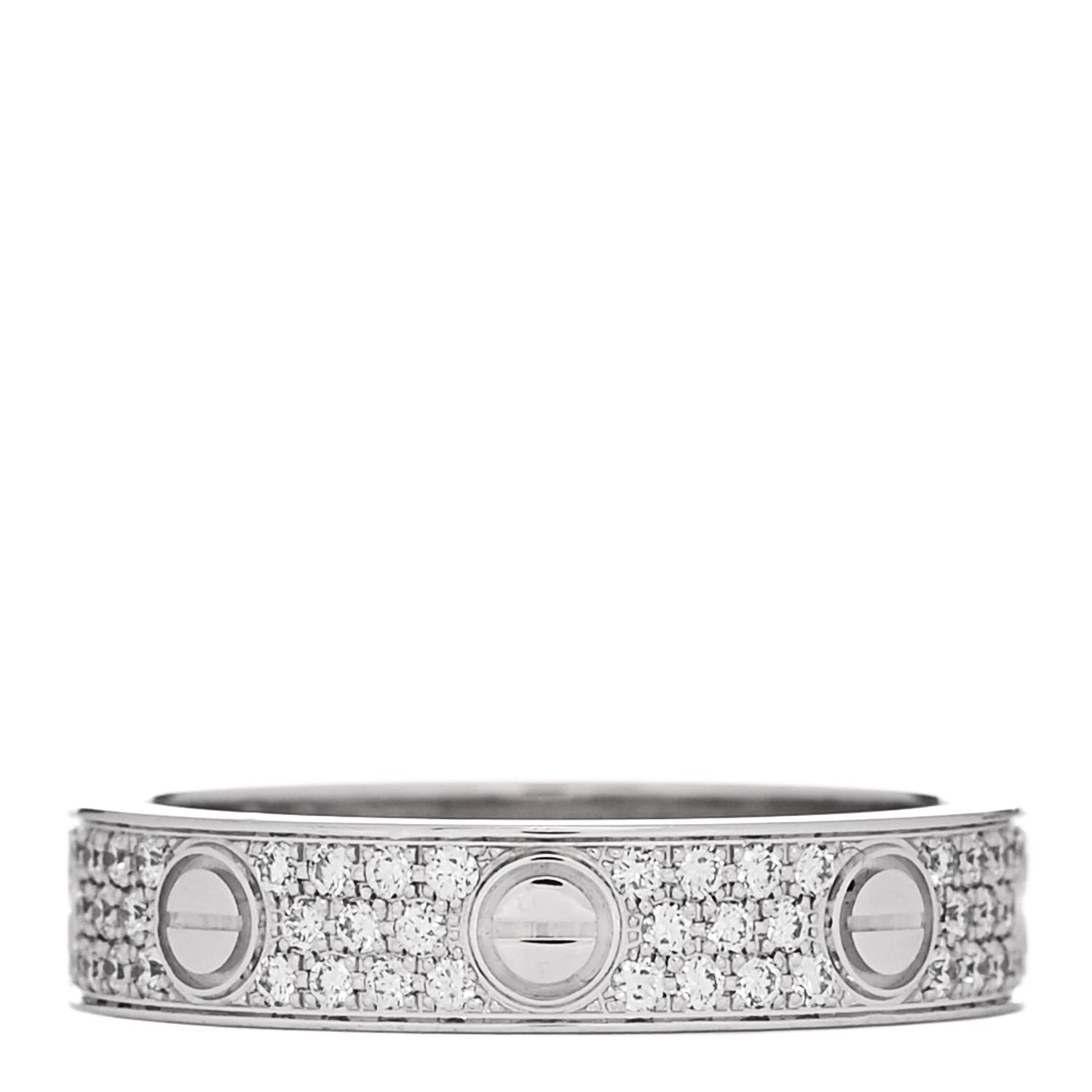 Cartier 18K White Gold Diamond 4mm LOVE Wedding Paved Band Ring 49 5 1 of 5