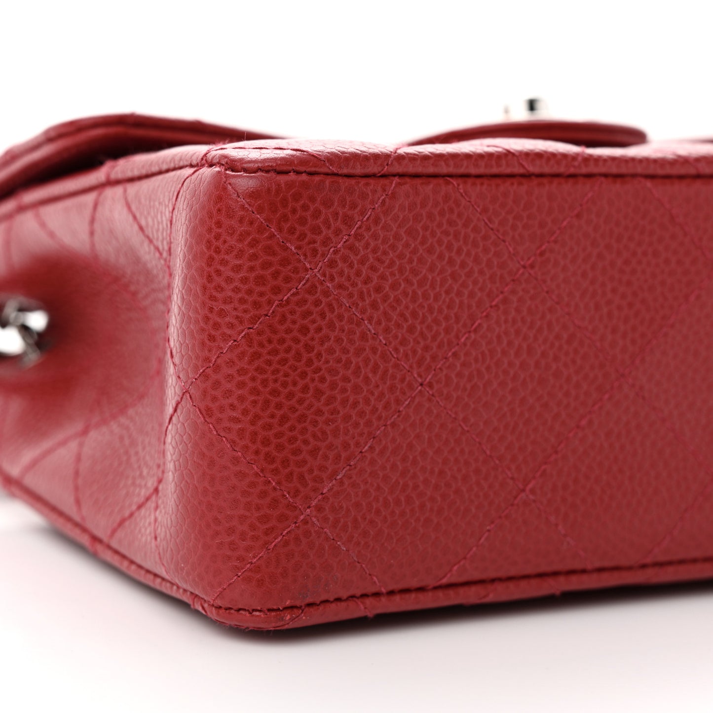 Caviar Quilted Mini Square Flap Red