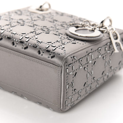 Christian Dior Satin Crystal Cannage Mini Lady Dior Gray 7 of 11