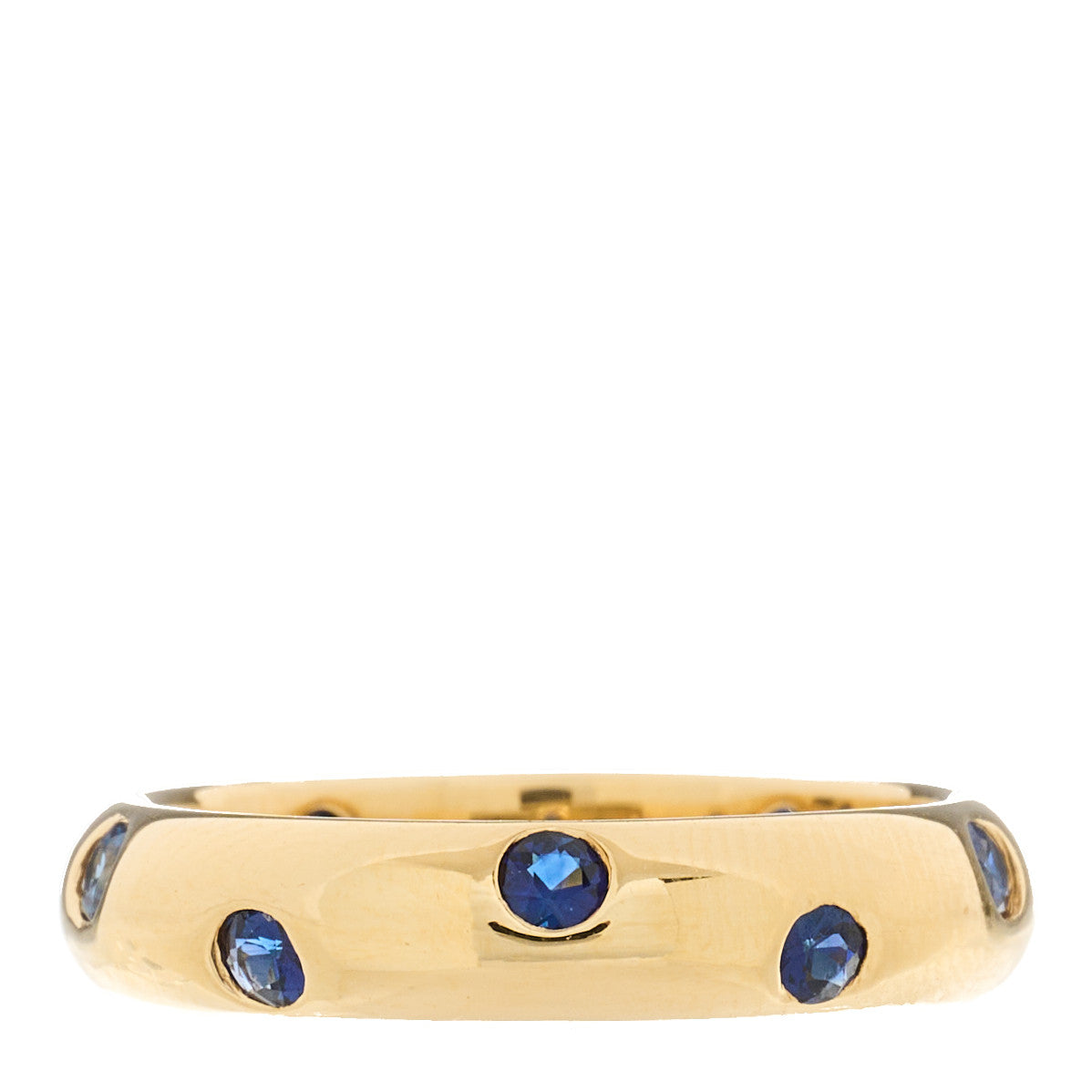 18K Yellow Gold Blue Sapphire 4mm Etoile Band Ring 50 5.25