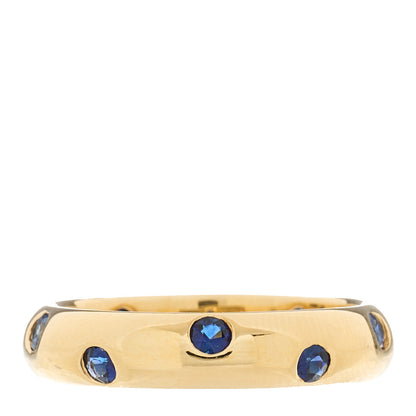 Tiffany 18K Yellow Gold Blue Sapphire 4mm Etoile Band Ring 50 5.25 1 of 5