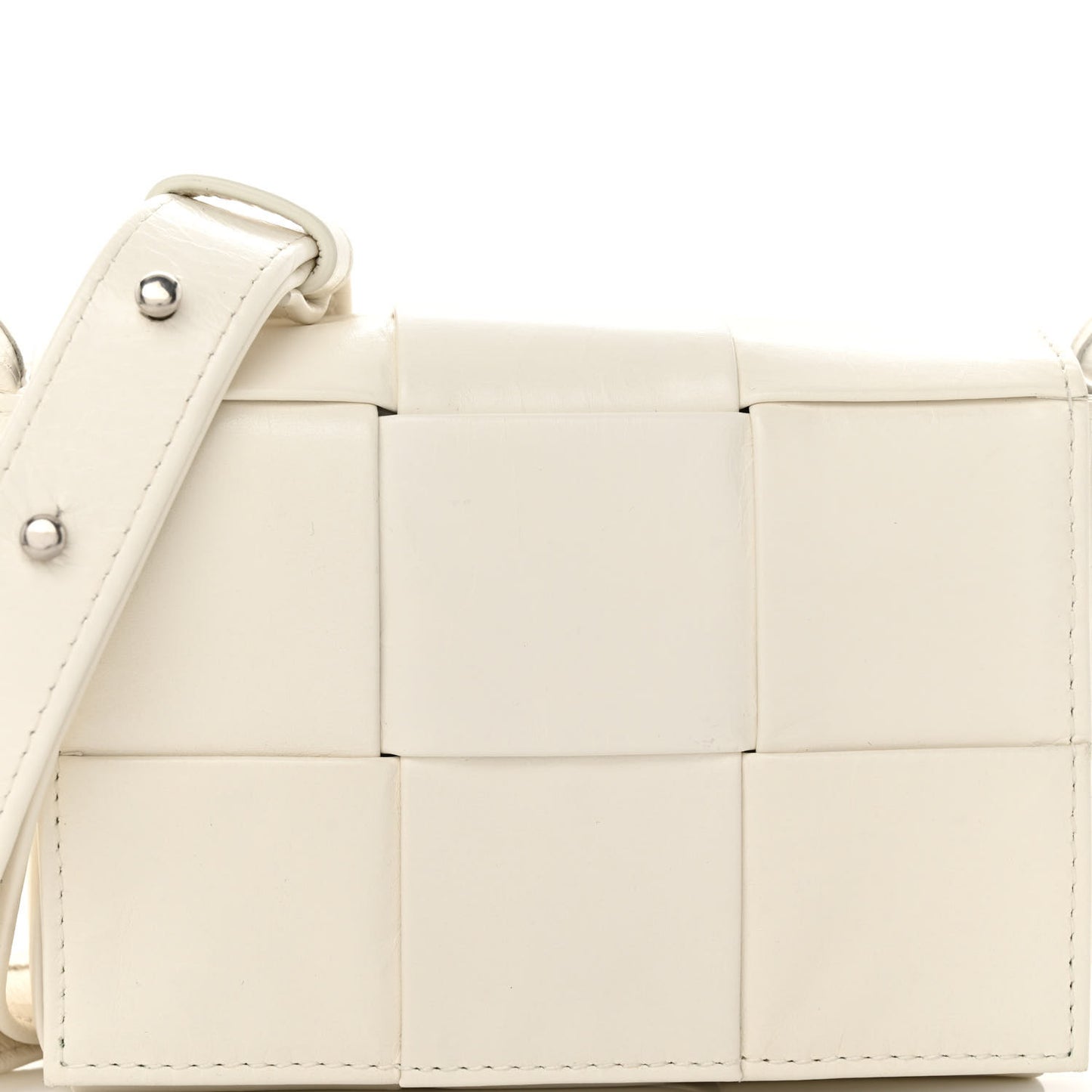 Lambskin Maxi Intrecciato Extra Mini Cassette Crossbody Bag White