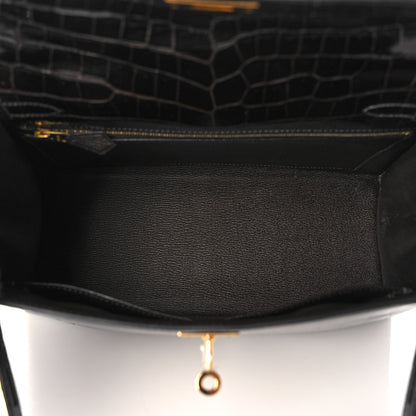 Hermes Shiny Niloticus Crocodile Kelly Sellier 28 Macassar 7 of 38