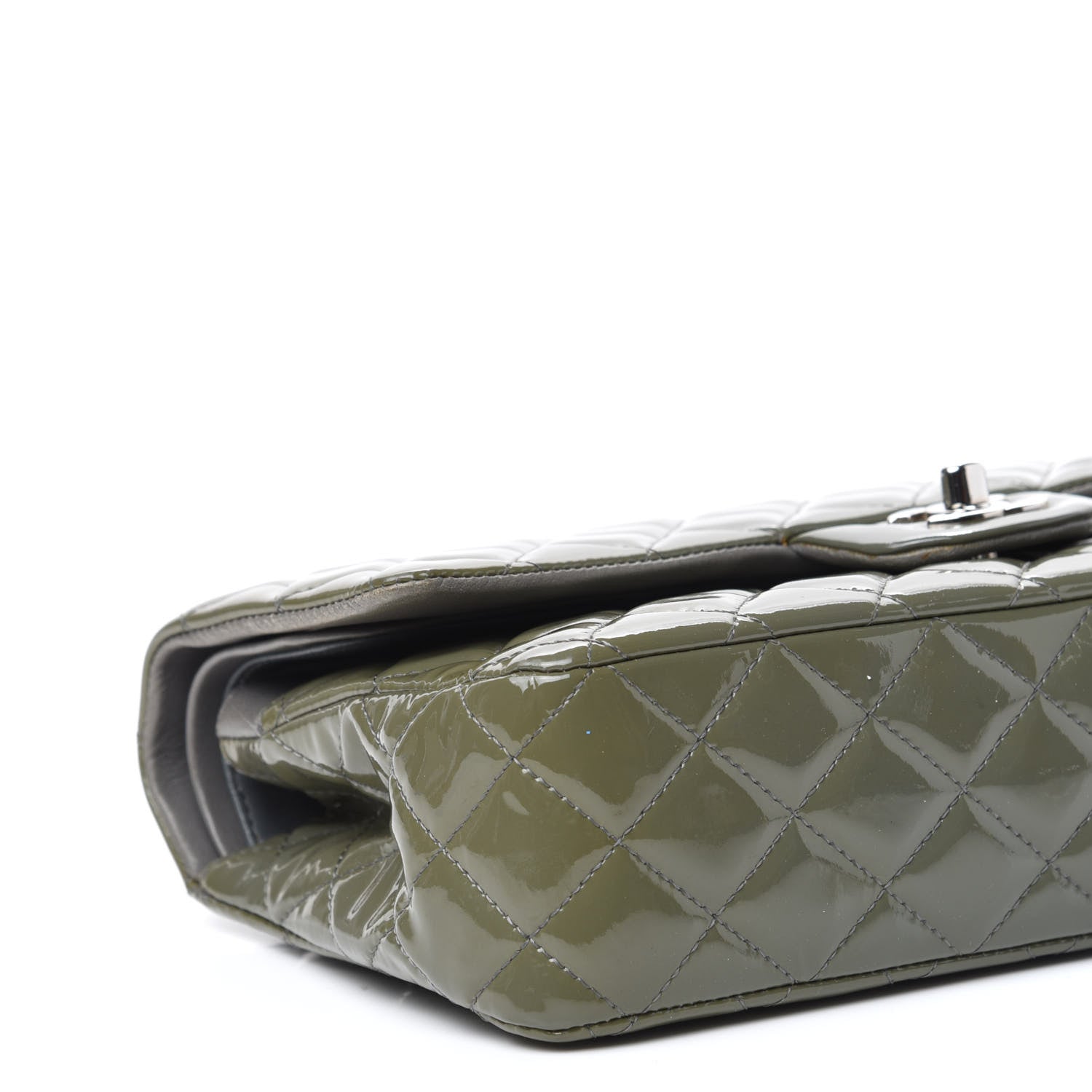 Chanel Patent Calfskin Quilted Medium Double Flap Grey 6 of 12