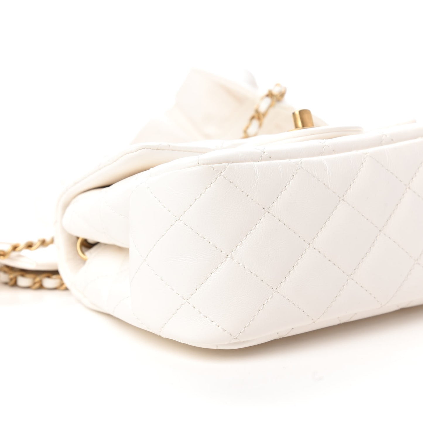 Lambskin Quilted Mini Romance Square Flap White