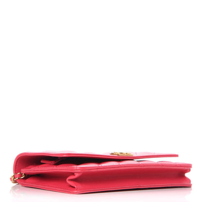 Chanel Lambskin Quilted Boy Wallet On Chain WOC Fuchsia 4 of 9