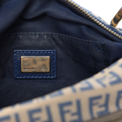 Fendi ENDI Zucchino Vitello Small Chef Pocket Shoulder Bag Beige Azzurro Blue 8 of 10
