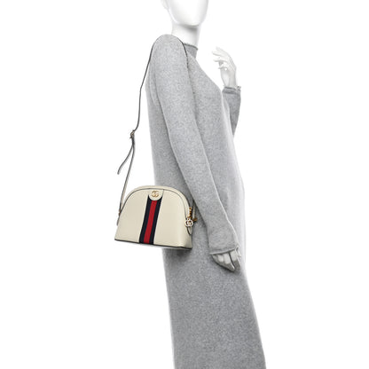 Gucci Textured Dollar Calfskin Web Small Ophidia Dome Shoulder Bag Mystic White 2 of 10