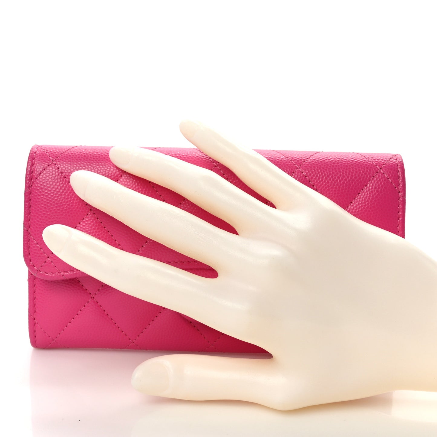Caviar Quilted Medium Flap Wallet Dark Pink