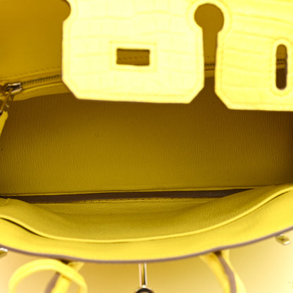 Hermes Matte Niloticus Crocodile Birkin 25 Limoncello 5 of 9