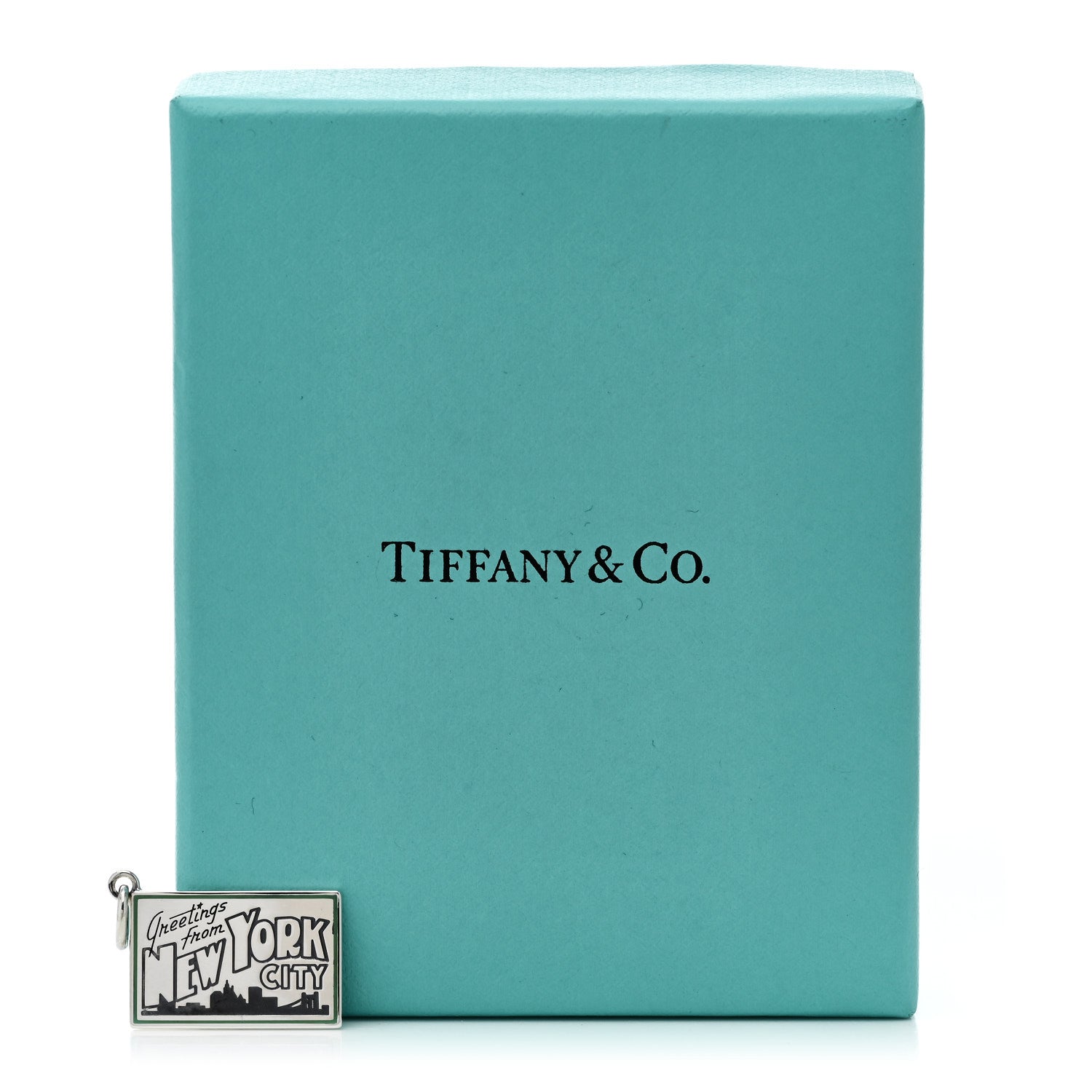 Tiffany Sterling Silver Enamel New York Postcard Charm Blue 5 of 5