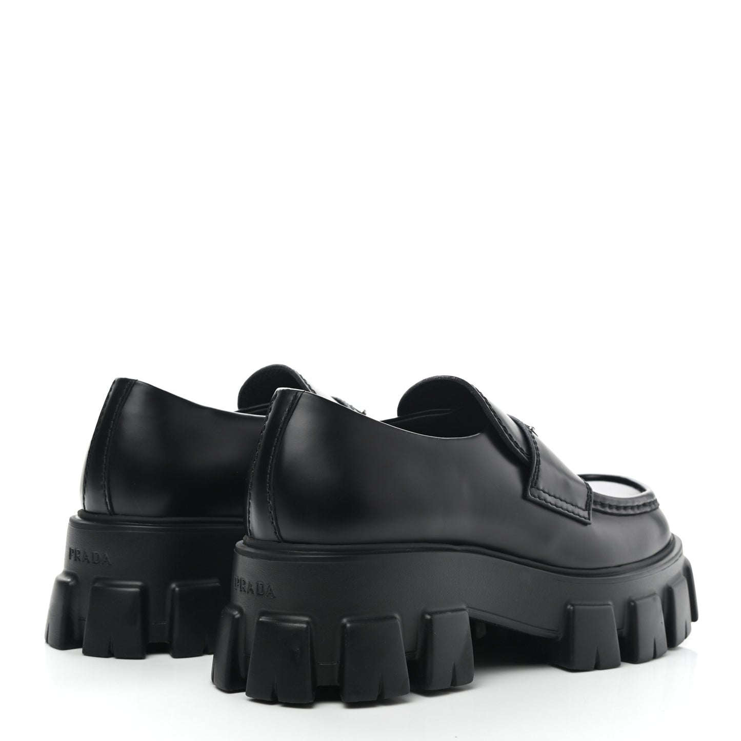 Spazzolato Rois Metal Triangle Logo Mens Monolith 60mm Loafers 6 Black