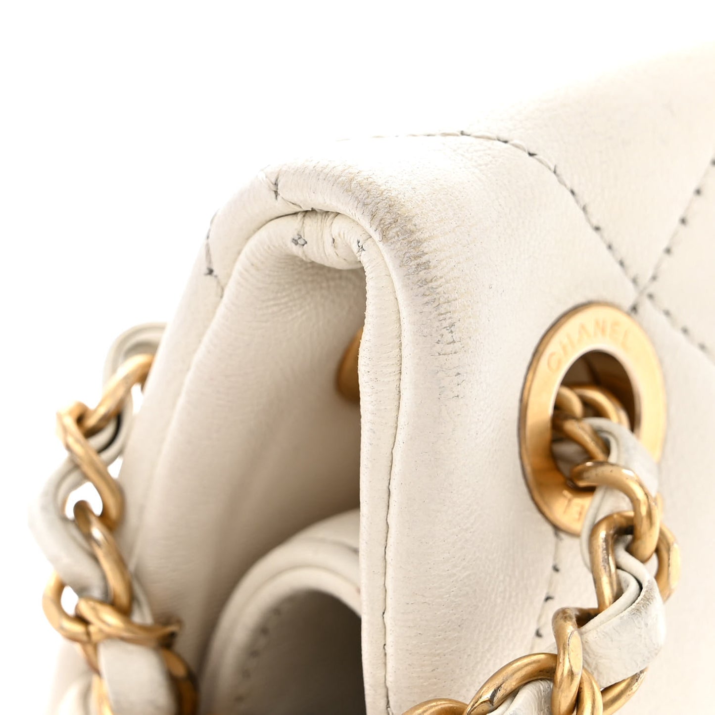 Lambskin A Real Catch Flap Bag White