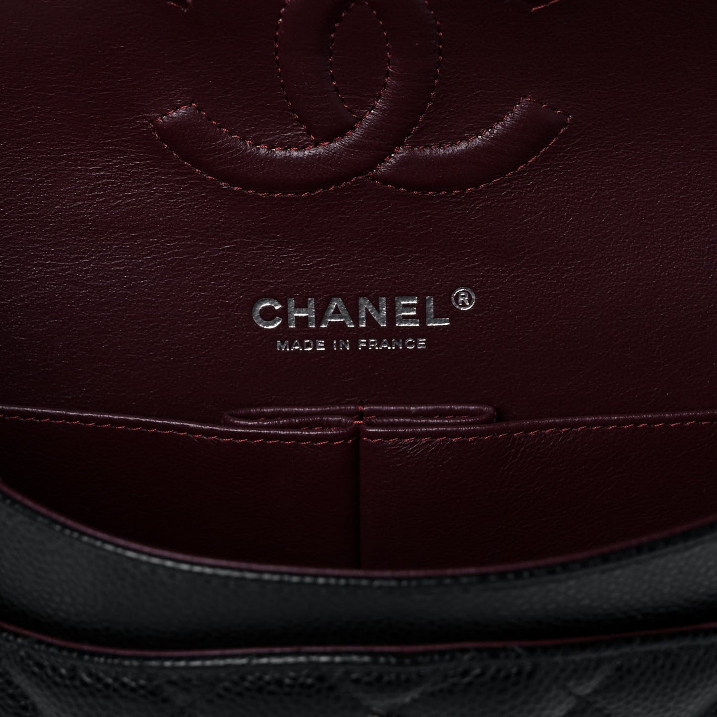 Caviar Quilted Medium Double Flap Black