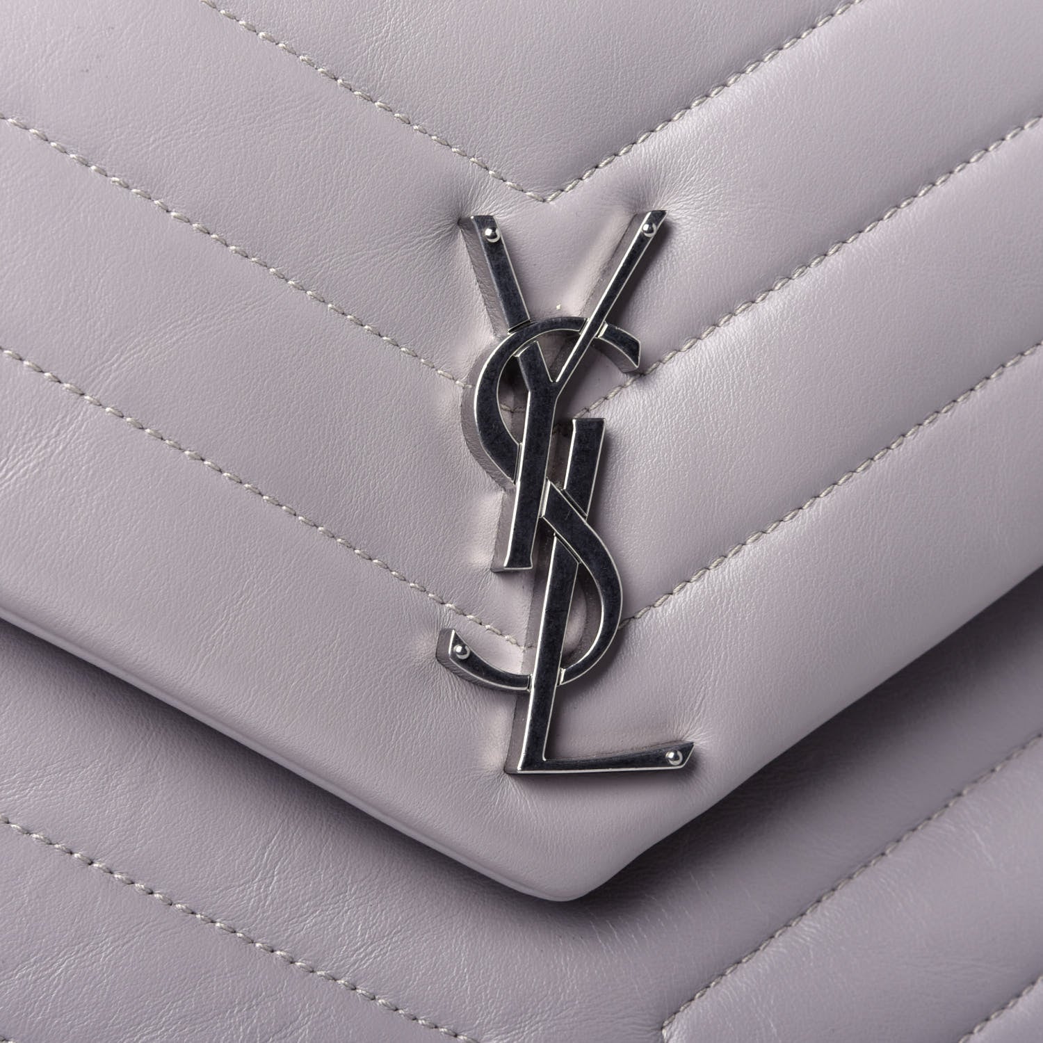 Saint Laurent Calfskin Y Quilted Monogram Medium Loulou Chain Satchel Granite 9 of 10