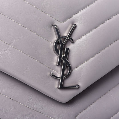 Saint Laurent Calfskin Y Quilted Monogram Medium Loulou Chain Satchel Granite 9 of 10