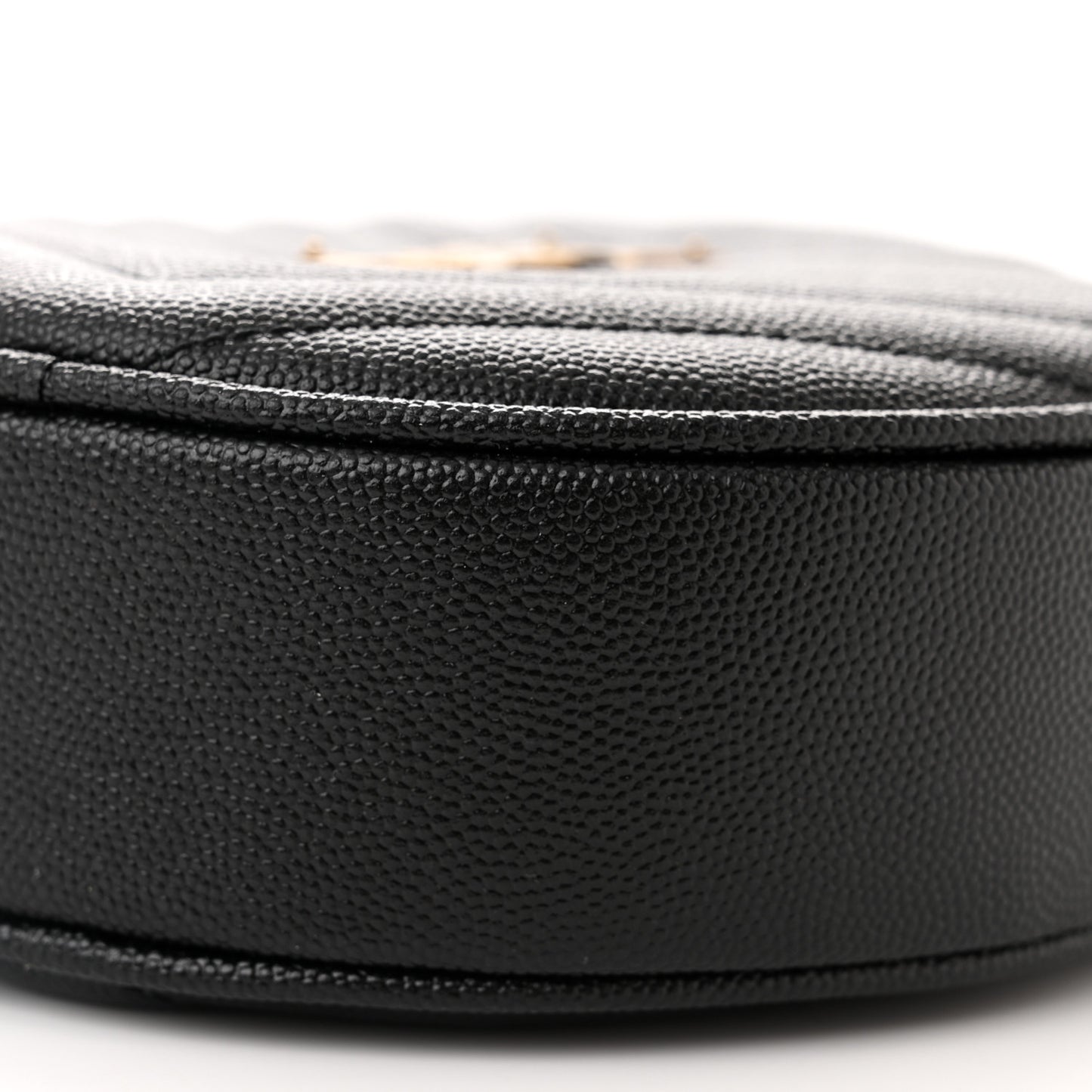 Grain De Poudre Matelasse Chevron Quilted Round Vinyle Camera Bag Black