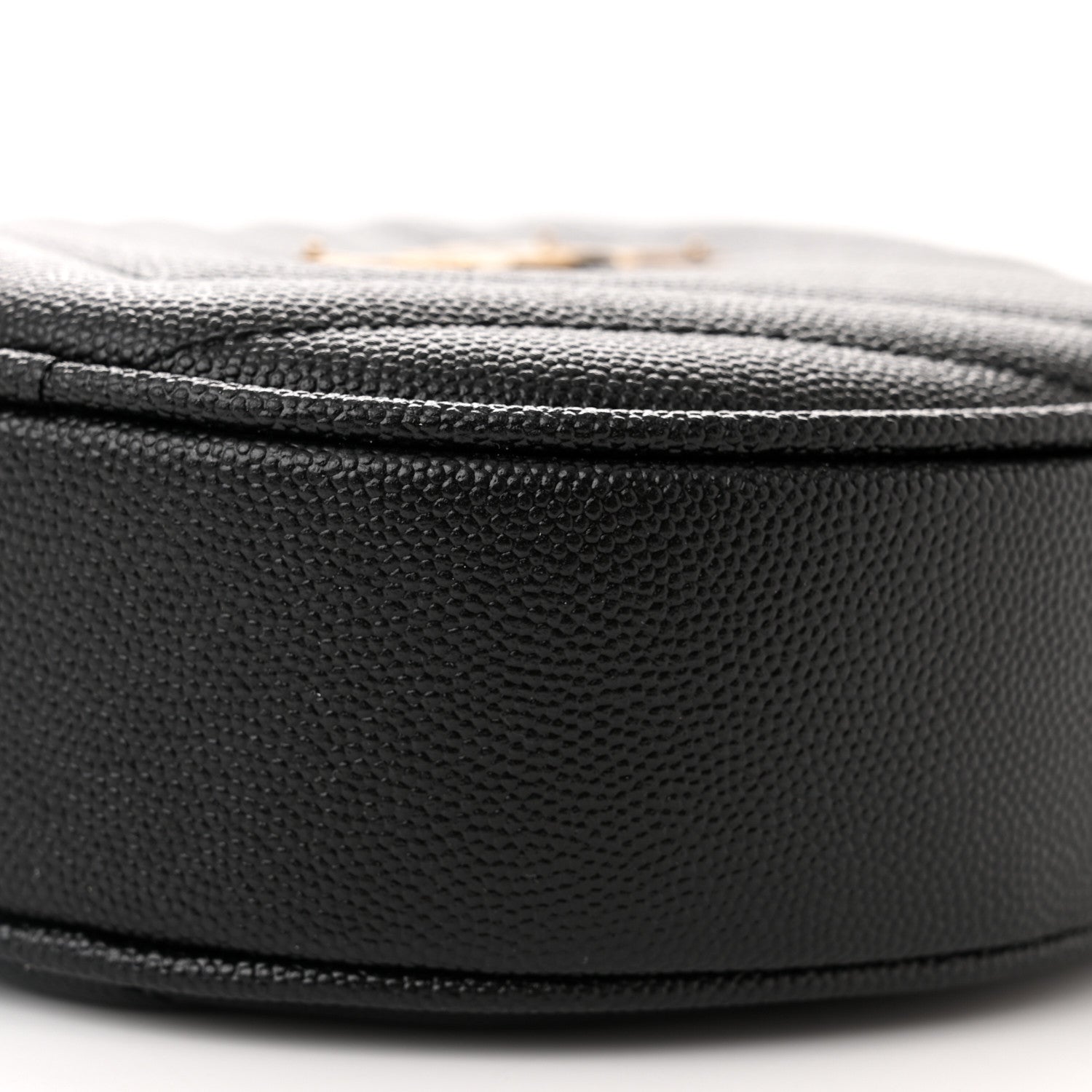 Saint Laurent Grain De Poudre Matelasse Chevron Quilted Round Vinyle Camera Bag Black 10 of 12