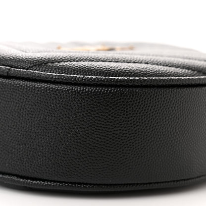 Saint Laurent Grain De Poudre Matelasse Chevron Quilted Round Vinyle Camera Bag Black 10 of 12