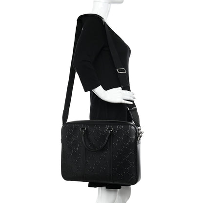 Gucci Calfskin GG Tennis Embossed Briefcase Black 2 of 11