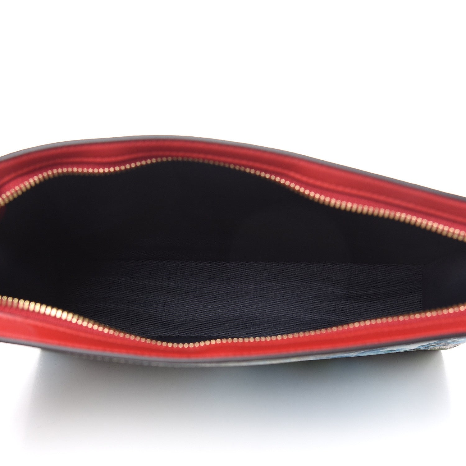 Gucci GG Supreme Monogram Blooms Large Cosmetic Case Beige Blue Navy Hibiscus Red 5 of 9