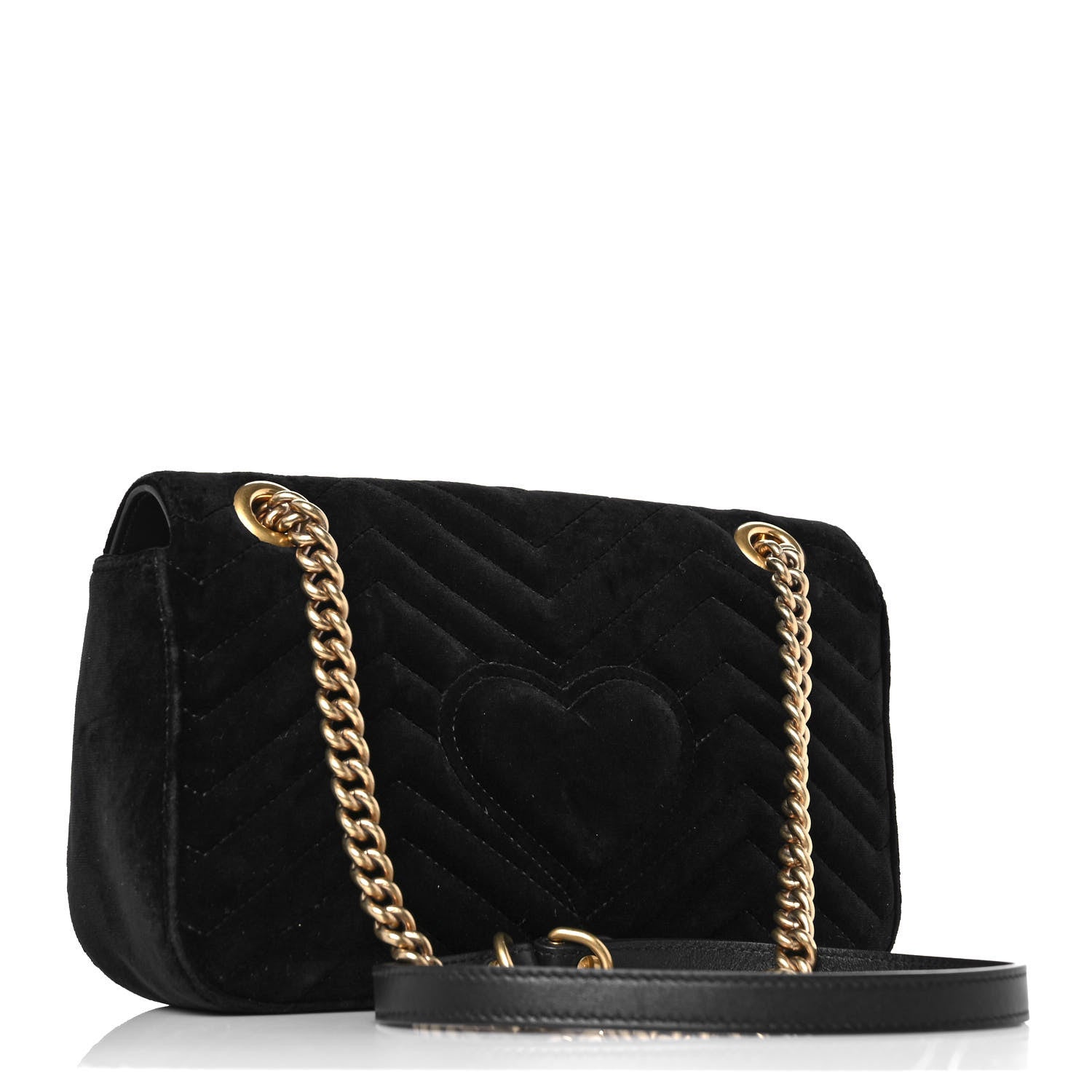 Gucci Velvet Matelasse Small GG Marmont Shoulder Bag Black 3 of 9