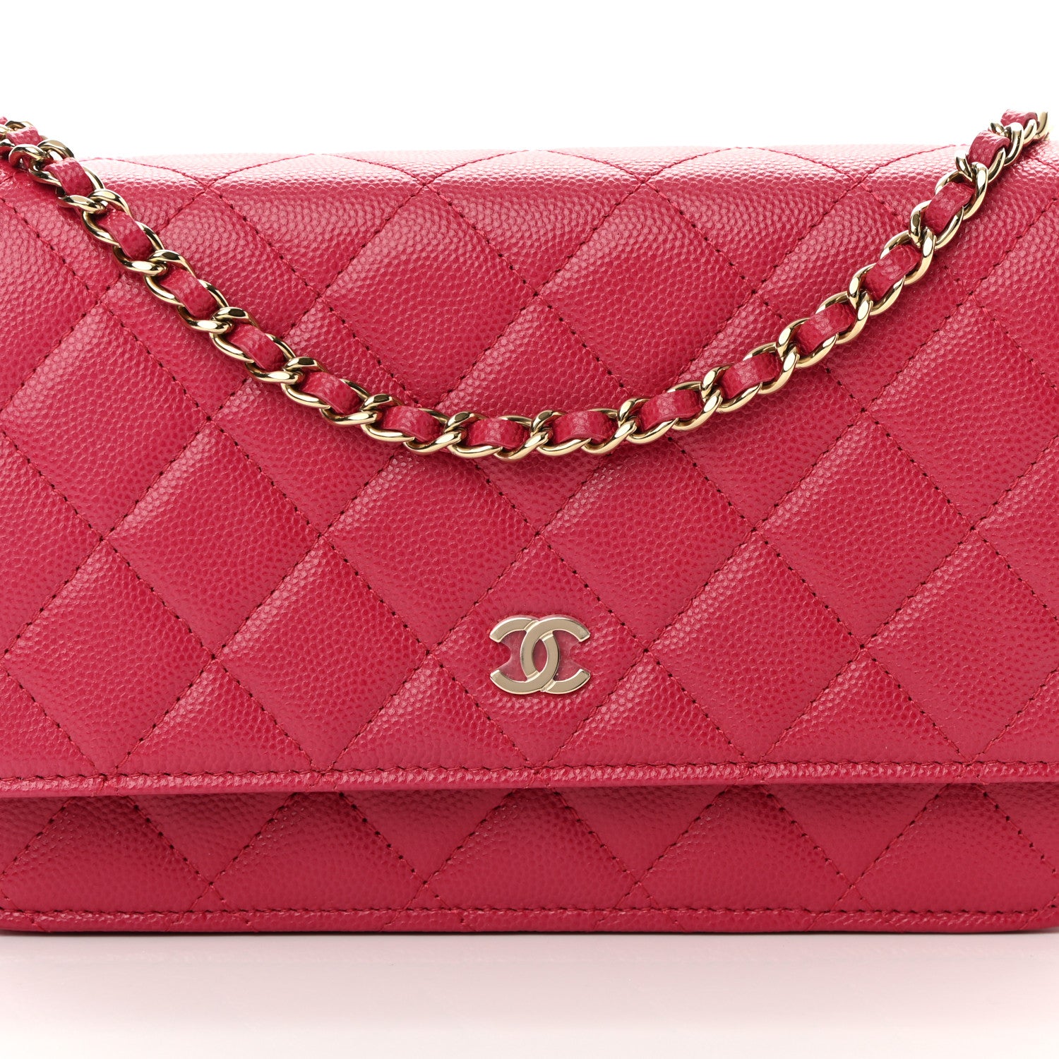 Chanel Caviar Quilted Wallet On Chain WOC Dark Pink 9 of 13