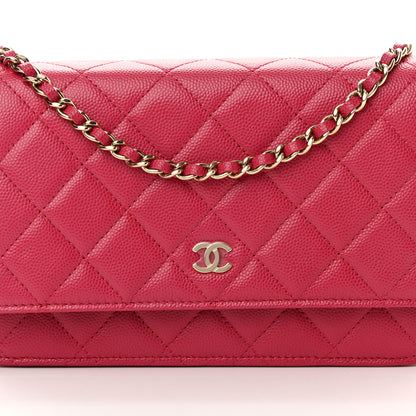 Chanel Caviar Quilted Wallet On Chain WOC Dark Pink 9 of 13