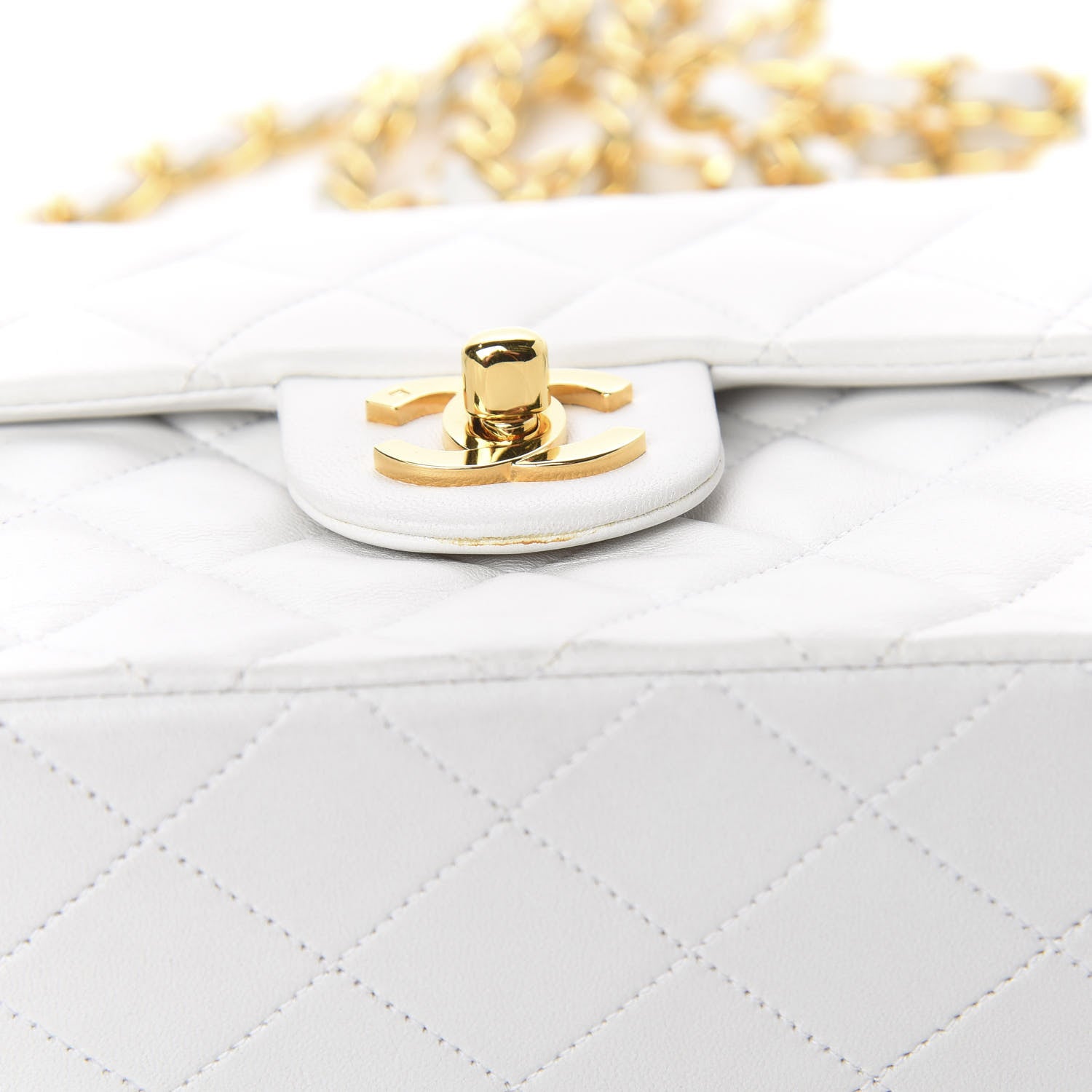 Chanel Lambskin Quilted Mini Square Flap White 8 of 15