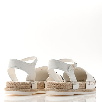 Chanel Lambskin Cap Toe CC Espadrille Sandals 35 White Black 4 of 11